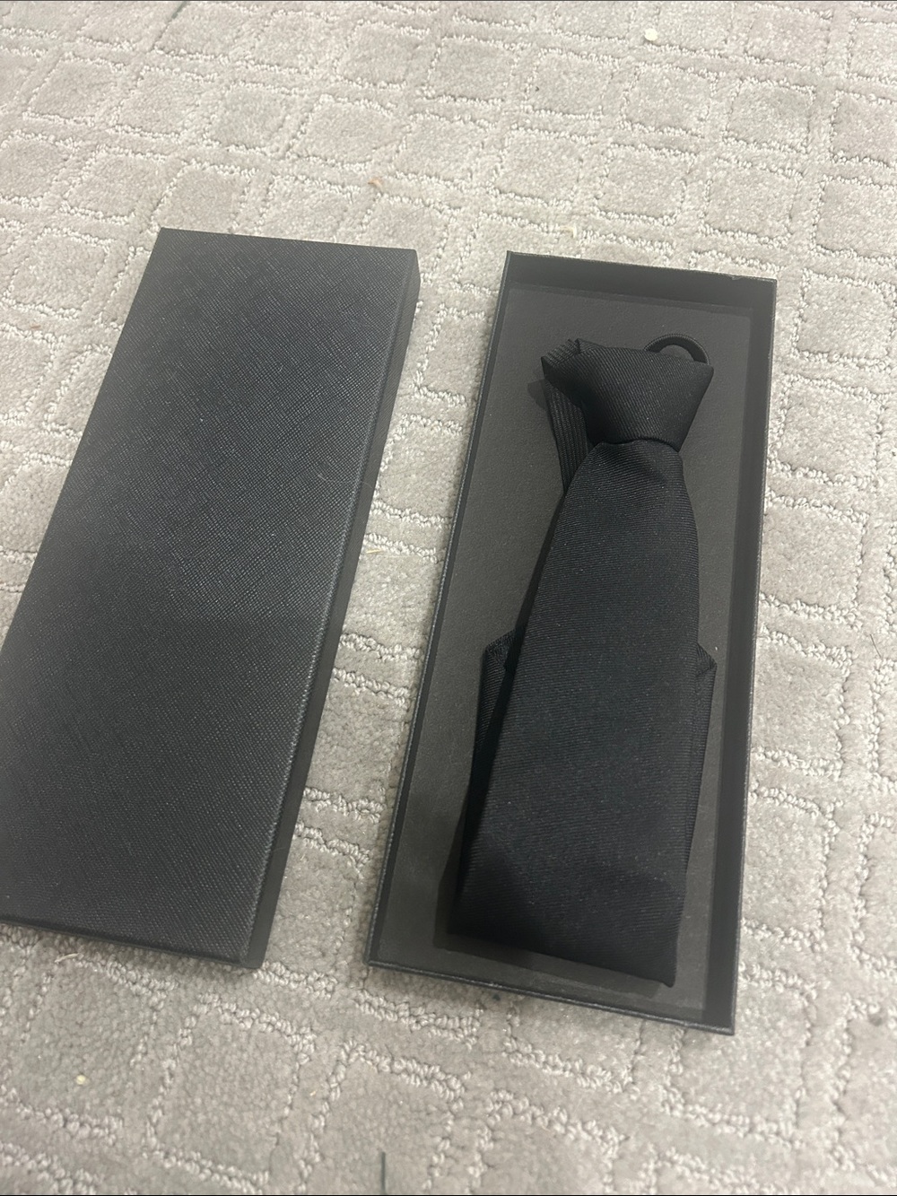 Boys 9 to 13 Black Necktie - Classic Solid Black Tie adjustable